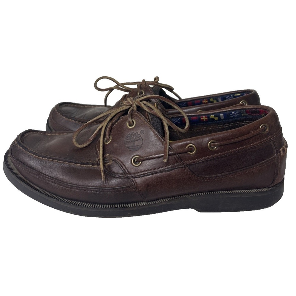 Timberland Leather Boat Shoes Mens 10.5 M Brown Preppy Classic